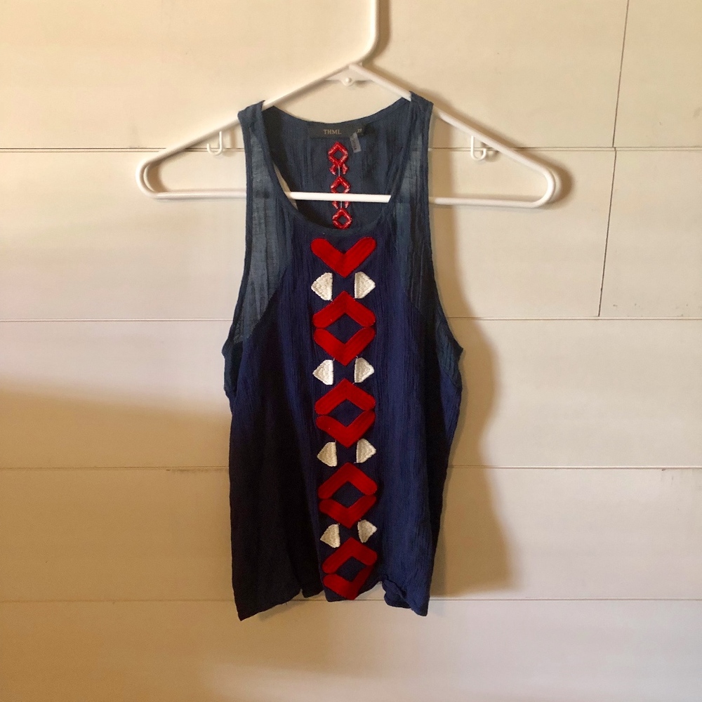 THML Navy Embroidered Tank